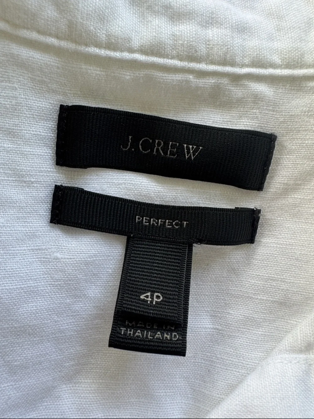 J. Crew Perfect white linen blend collared long sleeve button down shirt size 4P